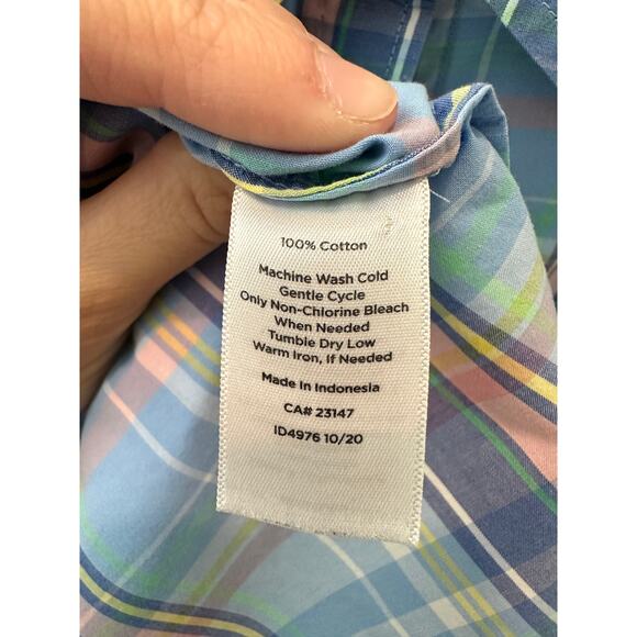 TALBOTS | Pastel Plaid Button-Up Shirt Long Sleeve Cotton Classic Fit | 2X - Picture 6 of 6